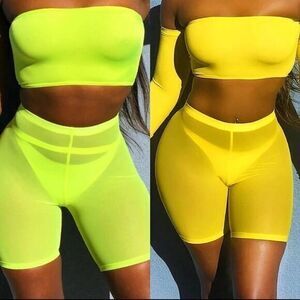 NWT yellow mesh neon women's S…